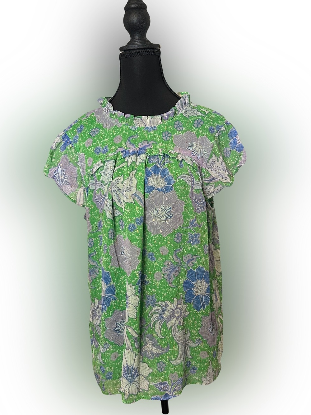 Joie Green and Purple Floral Blouse
